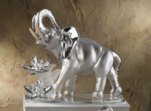 Load image into Gallery viewer, Italian 925 Silver Elephant Figurine w. Swarovski On Glass Base #20111
