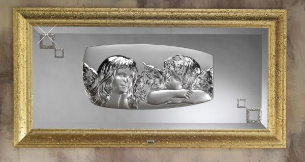 Cornice da parete con angeli custodi in argento 925 italiano argento AG20199 