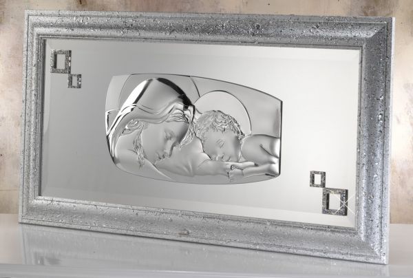 madonna w. Marco de Pared Infantil Plata 925 Argento #20200 