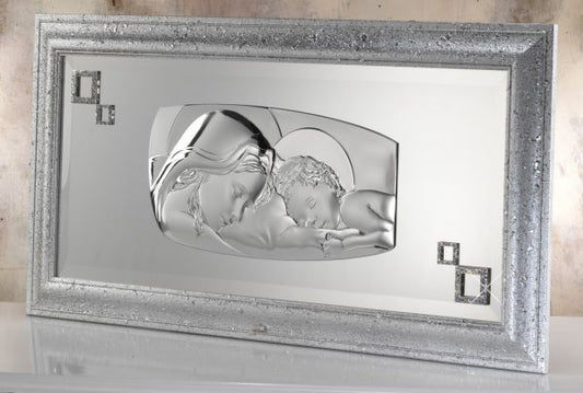 madonna w. Marco de Pared Infantil Plata 925 Argento #20200 