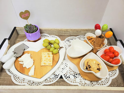 Debora Carlucci White Porcelain and Wood 3pc Cheese Cutting Board #DC4556