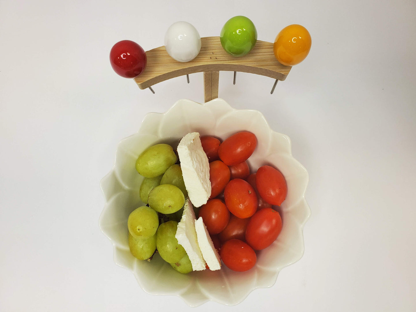 Debora Carlucci White Porcelain Antipasto Bowl w/ Picks #DC4924
