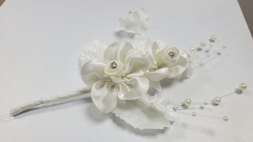 Ramo de flores de marfil w. Perlas flotantes- 12 piezas/bolsa ARF2083I
