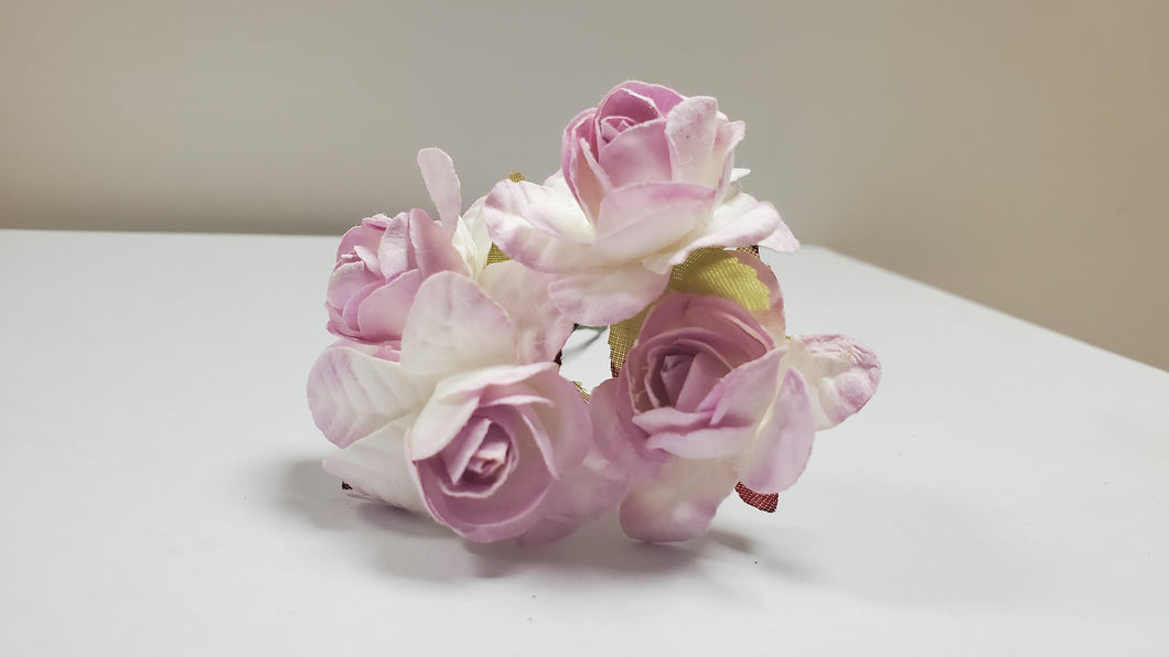 Paper  Flower - Brown / Pink  - 72pc 61114B
