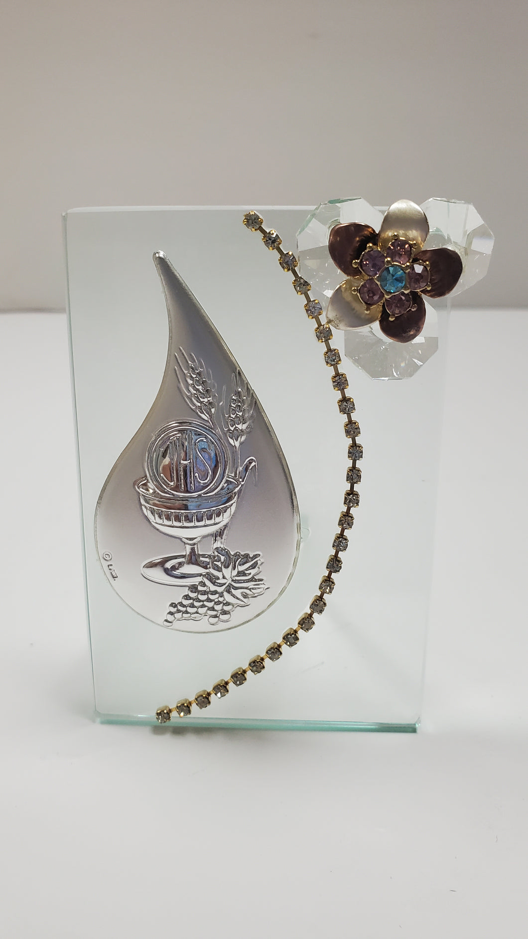 Italian Argento 925 Silver Communion Chalice W. Swarovski Crystal Icon #K529