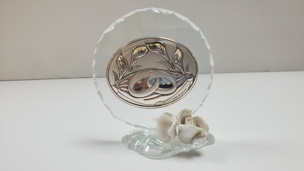 Fedi nuziali italiane in argento 925 con petali di Murano # DC120