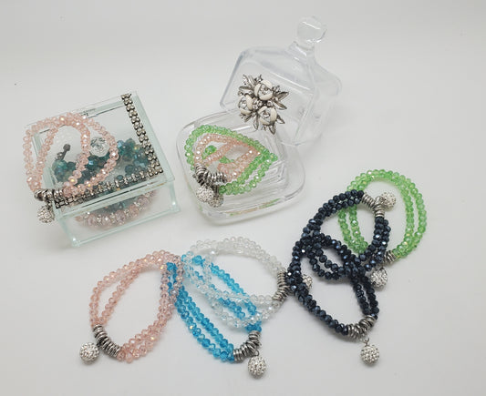 Bracciale da donna con doppio cristallo argento #DB07