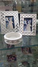 Load image into Gallery viewer, Bone China White Picture Frame w. Swarovski Crystal #130235
