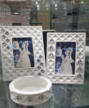 Load image into Gallery viewer, Italian Bone China Picture Frame w. Swarovski Crystal Elements #130229
