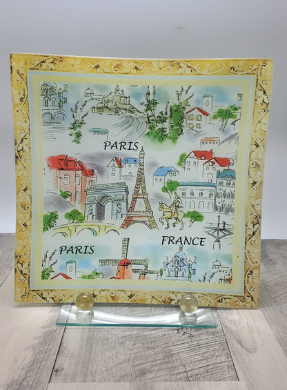 Glass Decorative Fruit Plate Paris Design GHP23