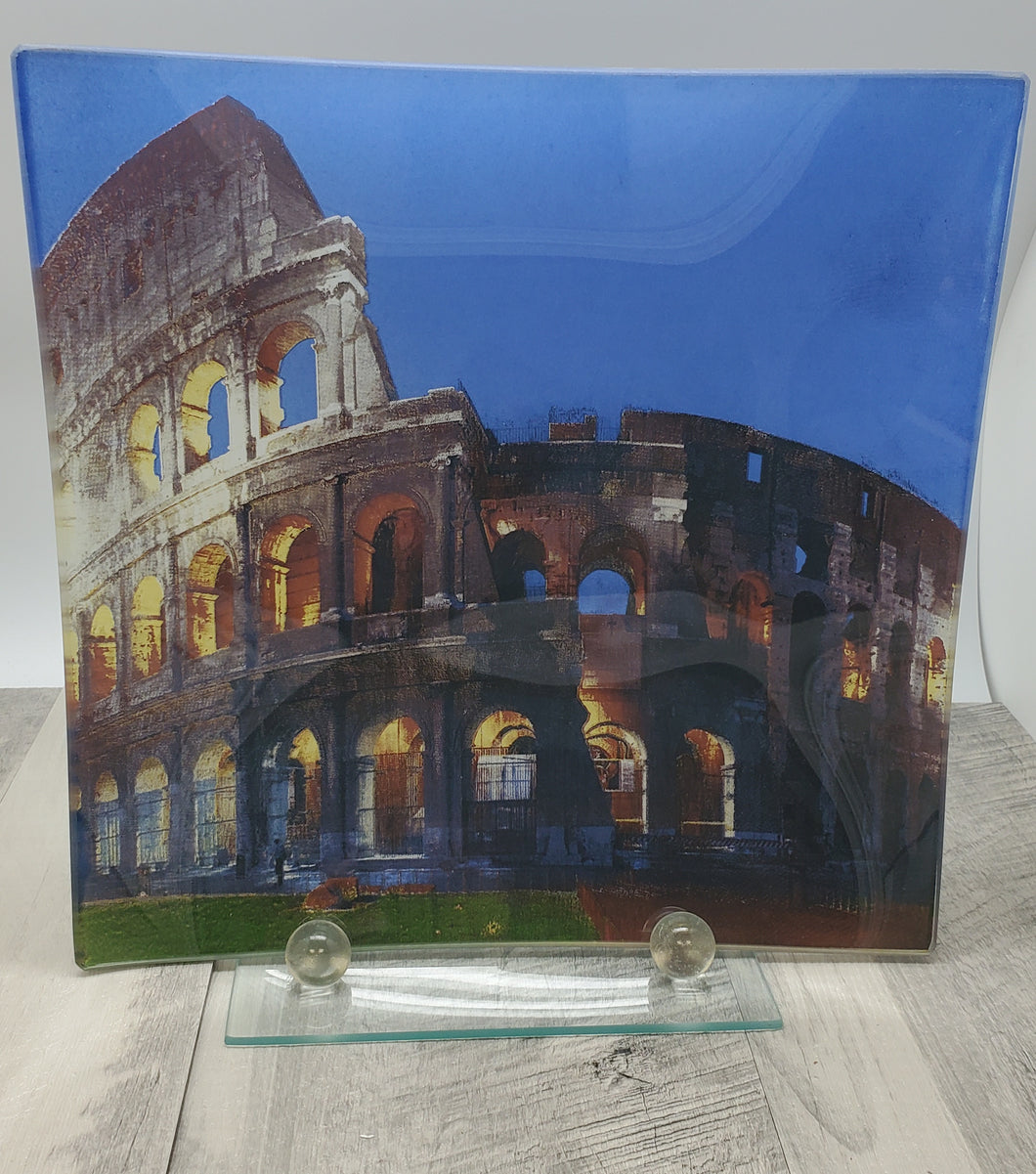 Plato decorativo de cristal para frutas Roman Colosseum Design GHP02
