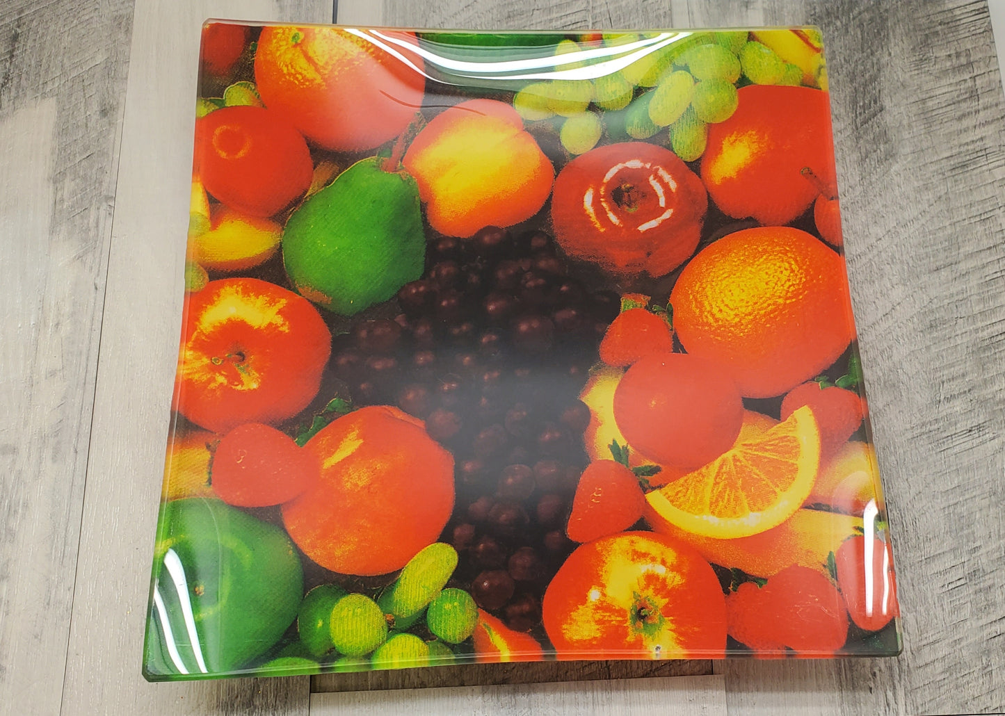 Piatto decorativo in vetro per frutta mele e altri frutti Design GHP25
