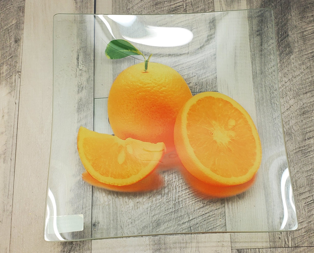 Glass Decorative Fruit Plate Orange Design GHP22
