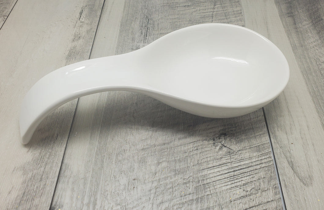 Cucina Italiana Ceramic Deep 9' Spoon Rest White  #0702-W