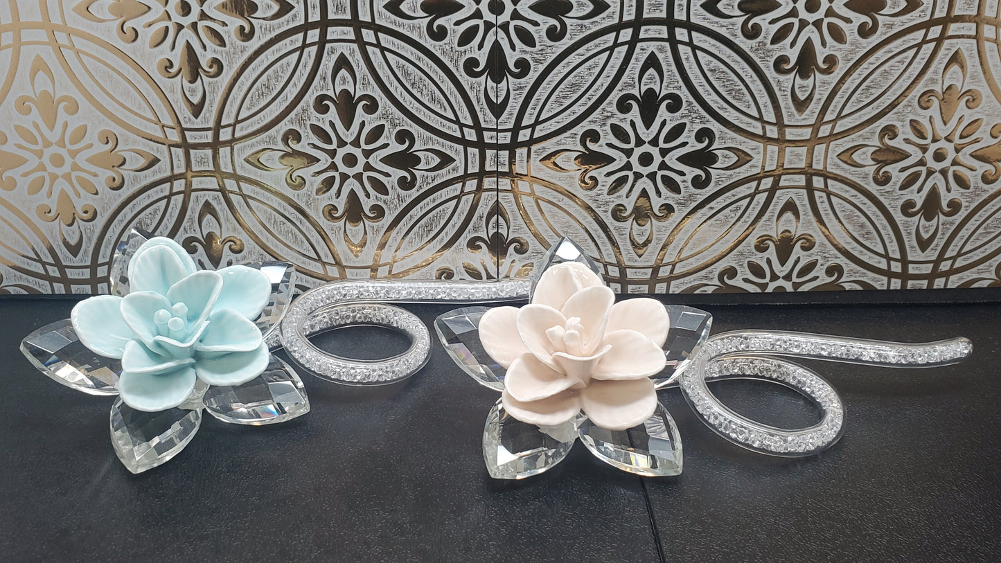 Debora Carlucci Aqua Porcelain con fiore Swarovski con perline di cristallo con stelo # 35667