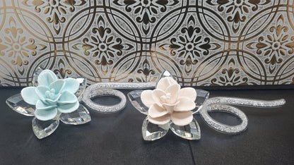 Debora Carlucci Aqua Porcelain con fiore Swarovski con perline di cristallo con stelo # 35667
