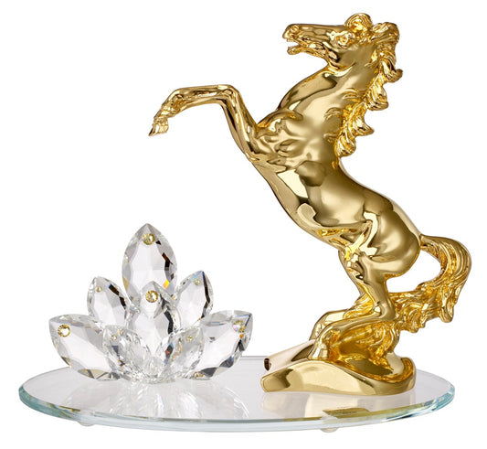 Statuetta di cavallo in oro con cristallo Swarovski argento argento 925 italiano # DC2022G 