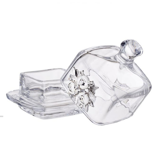 Joyero de cristal italiano con broche de cristal de Swarovski #DC2386