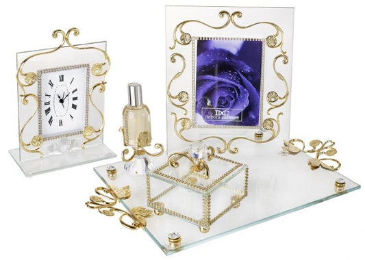 Set da toeletta per camera da letto placcato oro 18kt italiano 5 pezzi # 3000