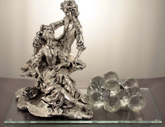 Italian 925 Silver Newlyweds Figurine w/ Swarovski Crystals #30682
