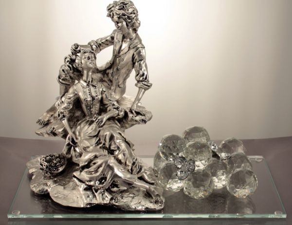 Italian 925 Silver Newlyweds Figurine w/ Swarovski Crystals #30682