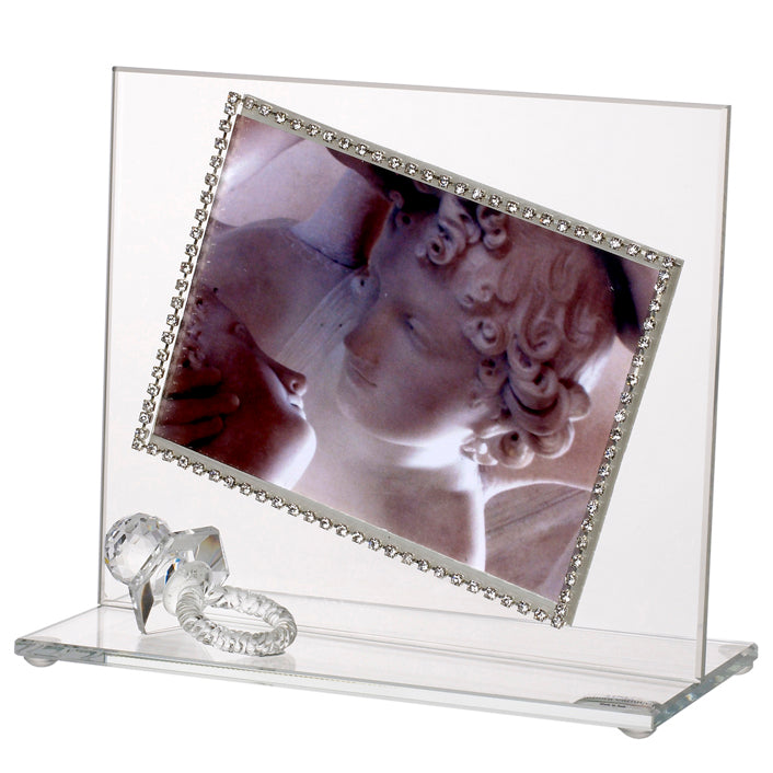 Baby Picture Frame with Swarovski Crystal border and Crystal Pacifier #DC32754