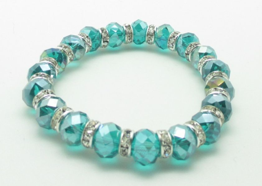 Crystal Bracelets Silver and Teal  #333