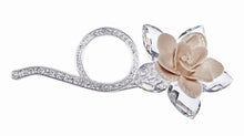 Load image into Gallery viewer, Debora Carlucci Ivory Porcelain with Crystal Beaded Swarovski Flower with Stem #35666
