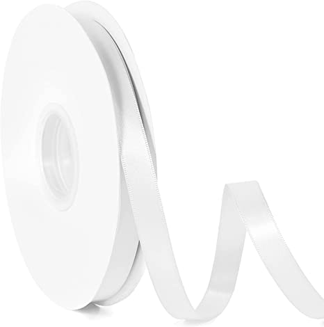 Cinta satinada blanca de una cara de 1/2 pulgada, 100 yardas. #ROLLO1/2W