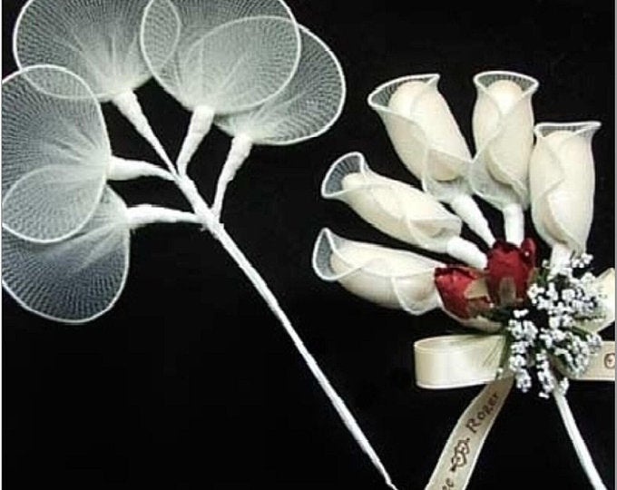 Jordan Almond Wired Almond Confetti Holders 5-Part 24 Pcs/Bag Ivory #DH-5