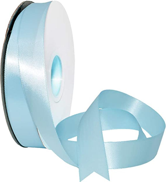 Cinta de raso azul claro de 1/2 pulgada de una sola cara, 100 yardas. #ROLLO1/2LB