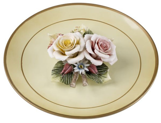 Italian Style Decorative Porcelain Capodimonte Flower Plate #6F572