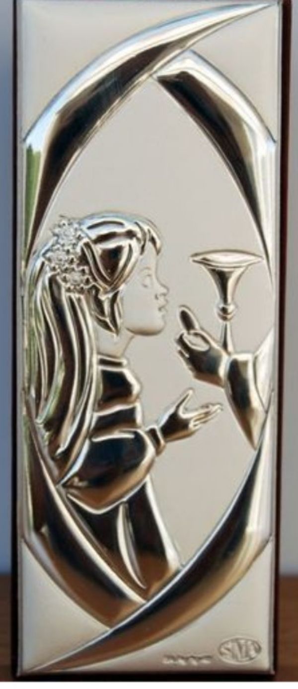 Italian 925 Silver Argento First Communion Girl Icon #1912