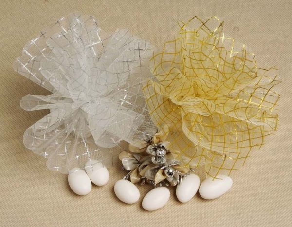 Gold and Silver Stripe Tulle Circles 100 pcs #DBK348