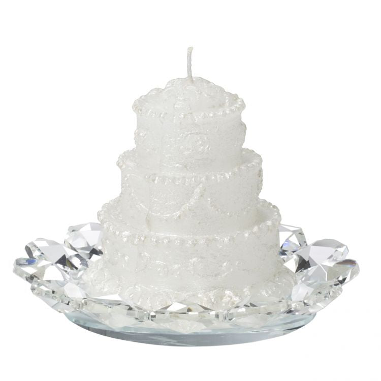Debora Carlucci Wedding Cake Candle w. Italian Crystal Base #DC2166