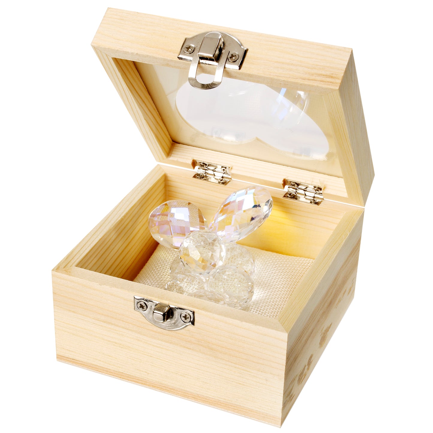 Figura de racimo de uvas de cristal en caja de regalo de madera # DC4118