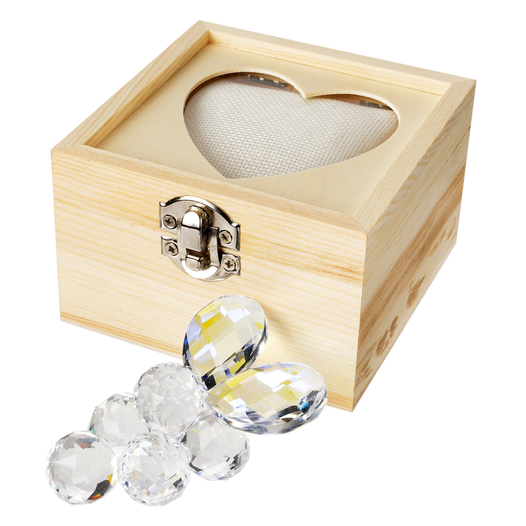 Figura de racimo de uvas de cristal en caja de regalo de madera # DC4118