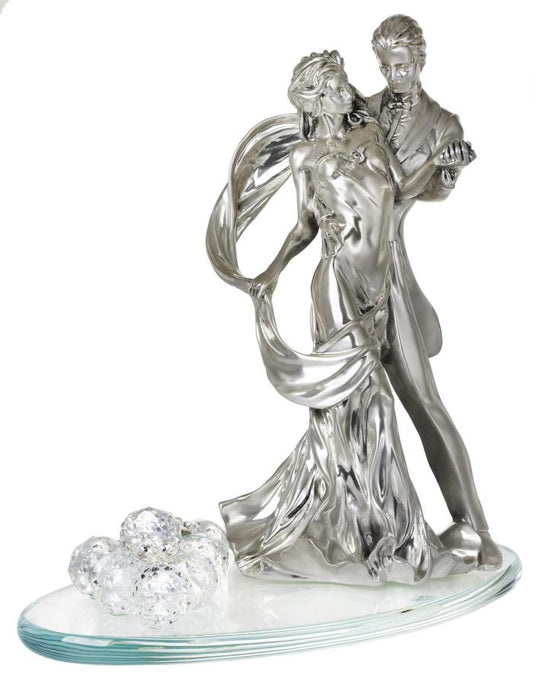 Figura de novia y novio en plata italiana 925 Argento con racimo de uvas de cristal Swarovski #2617
