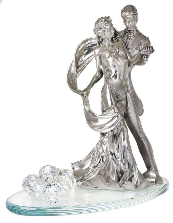 Bride and Groom Figurine In Italian 925 Silver Argento W/ Swarovski Crystal Grape Cluster #2617