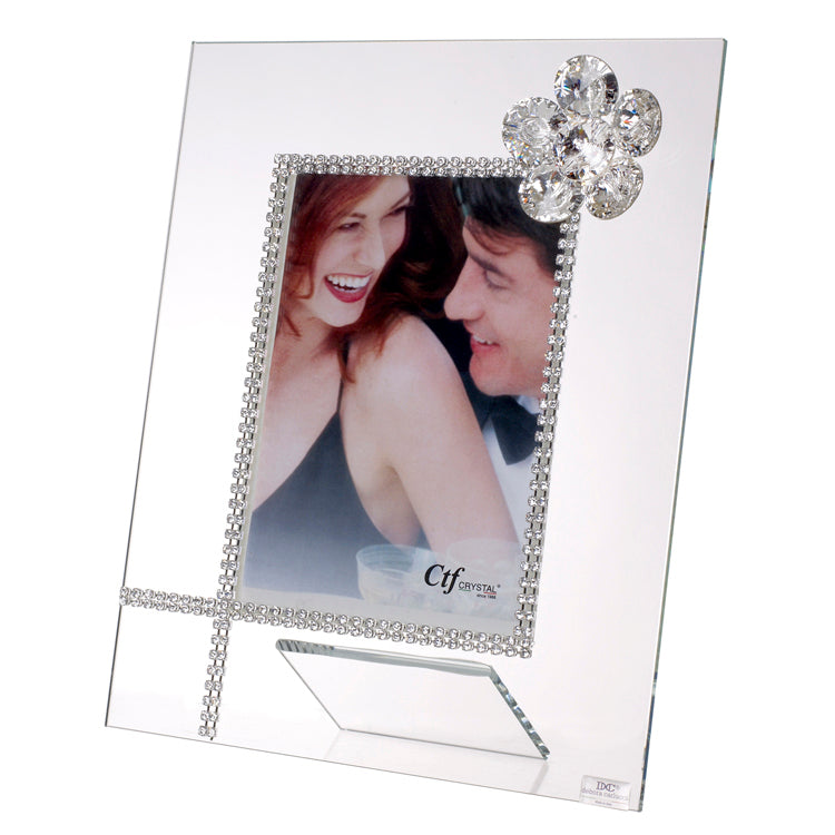 Cornice per foto italiana con fiore di cristallo realizzata con cristallo Swarovski #18141 