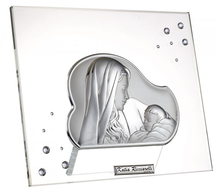 Cristallo italiano 925 Argento madre e bambino con cristalli Swarovski 7 x 6 # 18274