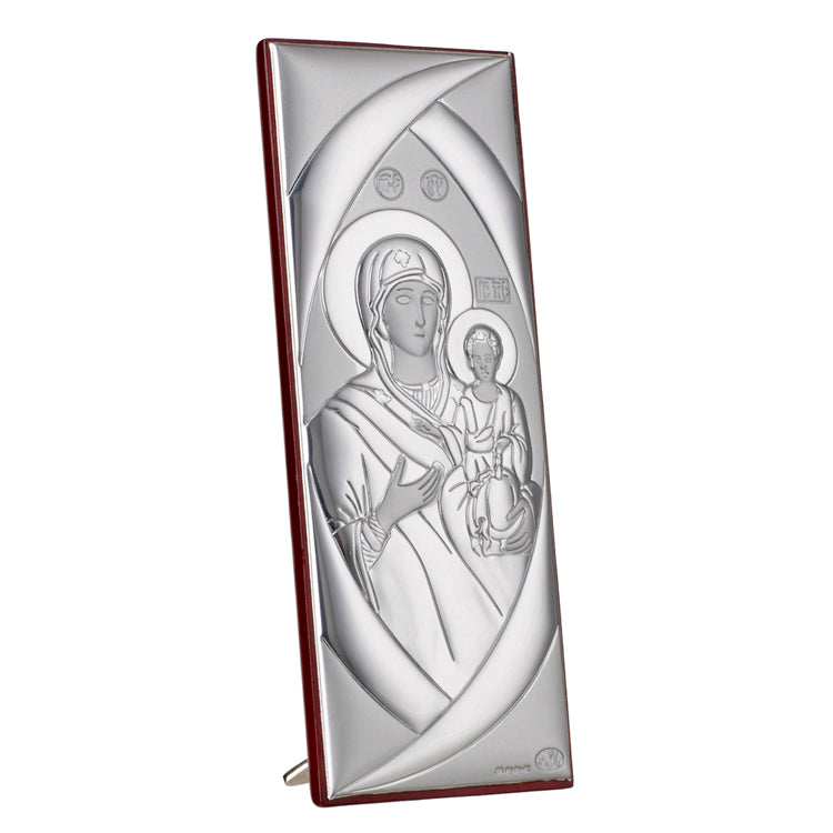 Greek Orthodox Madonna and Child Italian 925 Silver Argento Icon #1921