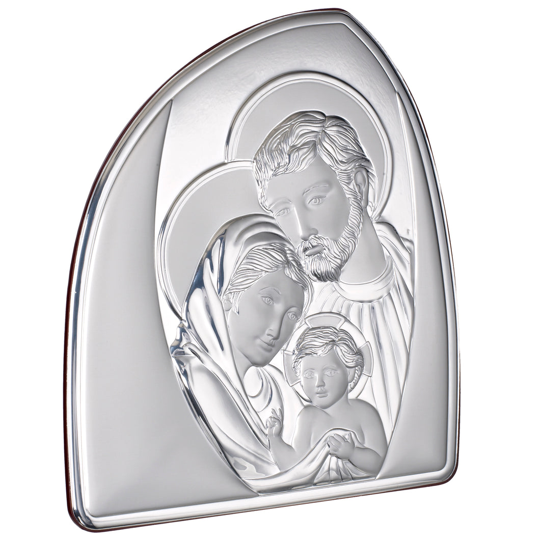 Holy Family Italian Argento 925 Silver Wall Or Dresser Religious Plaque #1948