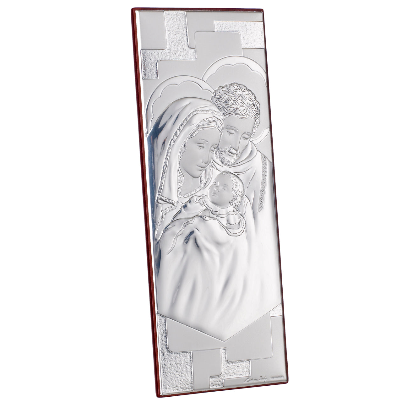 Targa della Sacra Famiglia con icona in argento 925 italiano #1955