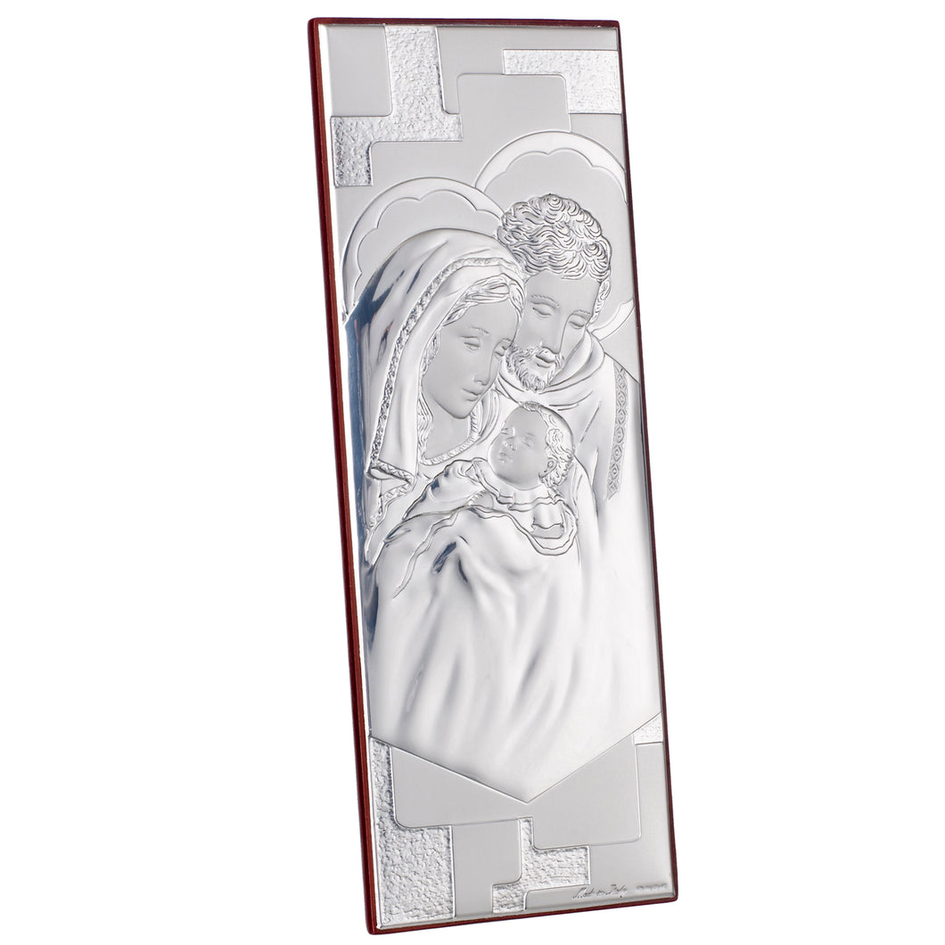 Holy Family Plaque W/ Italian 925 Silver Argento Icon #1955