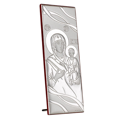 Italiano 925 Argento Argento Madonna ortodossa con Bambino Icona #1958