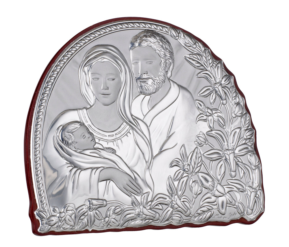 Targa religiosa italiana in argento 925 della Sacra Famiglia #1967