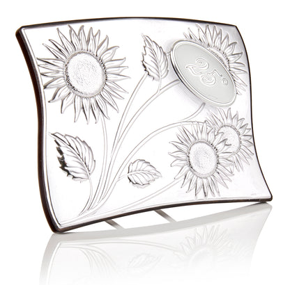 Targa in argento 925 per il 25° anniversario con supporto in legno di Panorama Italy #2435