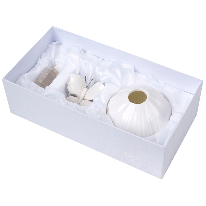 Difusor blanco de aromaterapia de porcelana china italiana con parte superior de mariposa #3238 