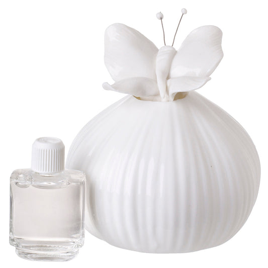 Diffusore bianco per aromaterapia in bone china italiana con parte superiore a farfalla #3238